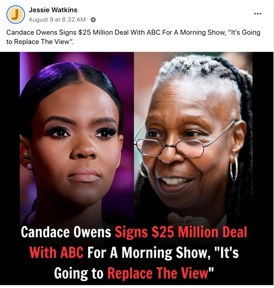 Fact Check Candace Owens Did Not Sign Million Deal With Abc For